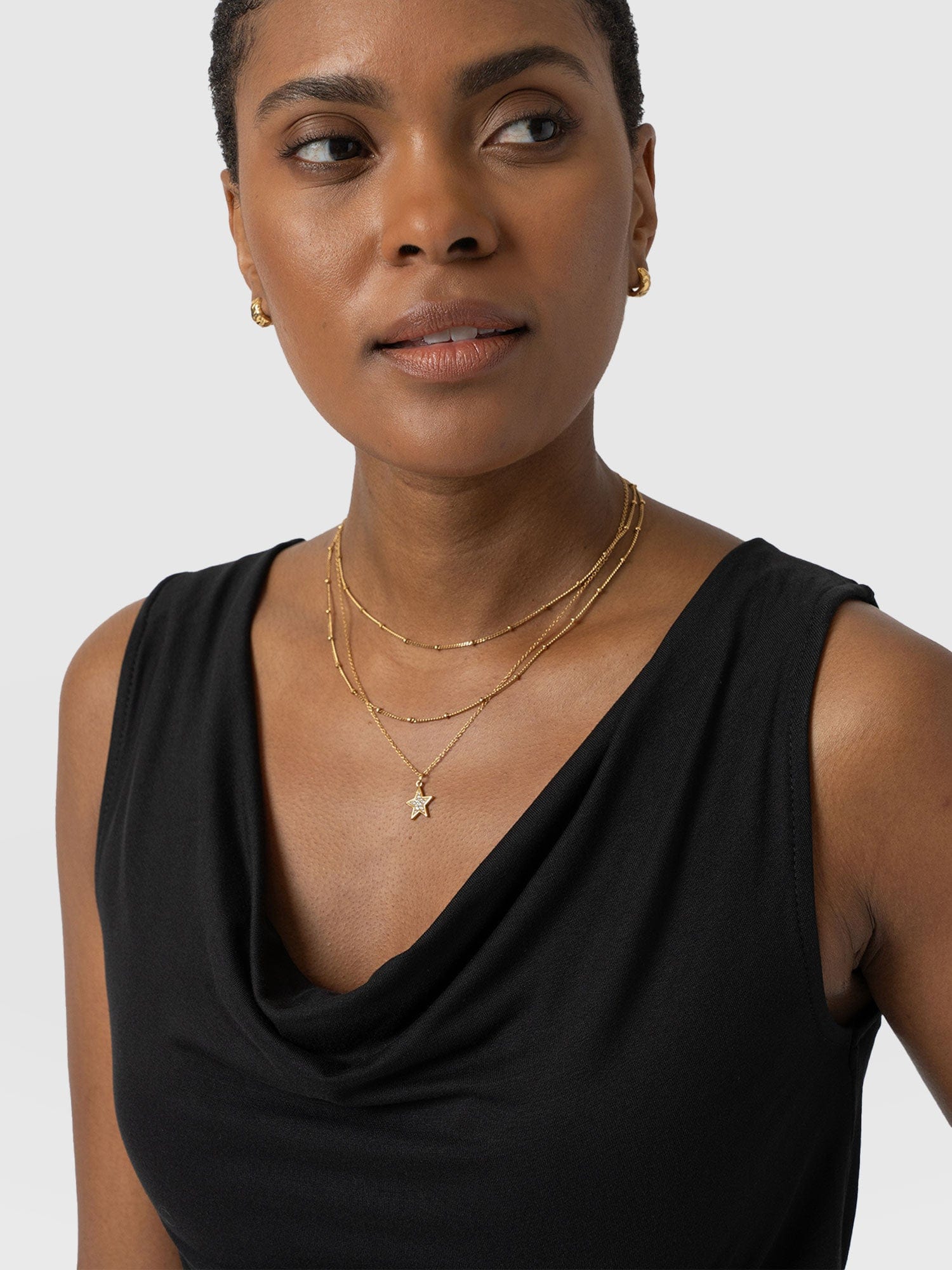 Cowl Neck Cami Black - Women's T-Shirts | Saint + Sofia® USA